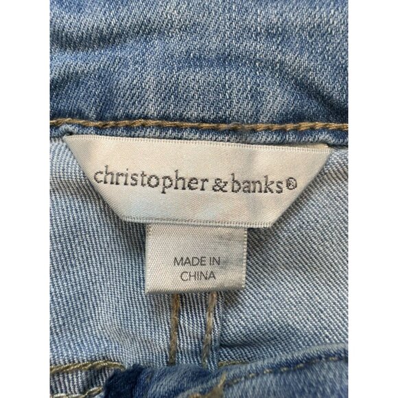 Christopher & Banks Womens Denim Shorts Size 8 Blue Jeans Emblemished - Picture 2 of 12